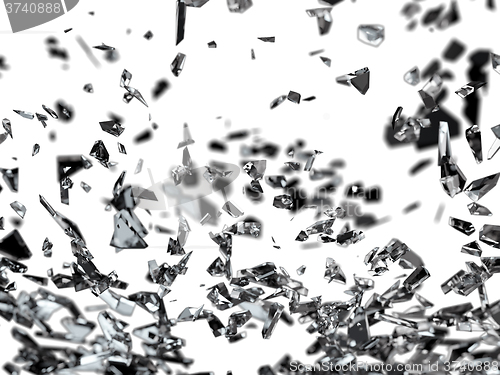 Image of Pieces of splitted or cracked glass isolated on white 