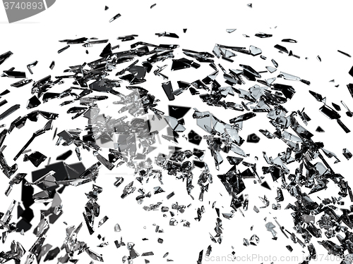 Image of Destructed or broken glass on white isolated