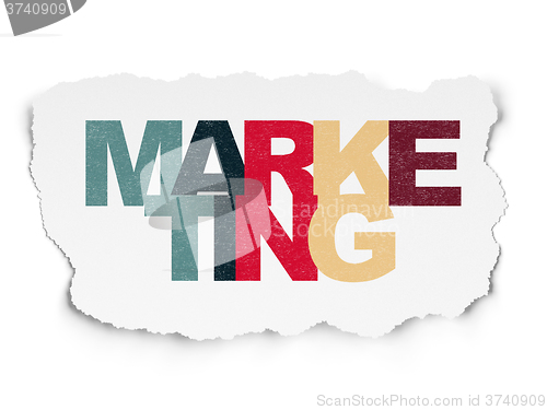 Image of Marketing concept: Marketing on Torn Paper background