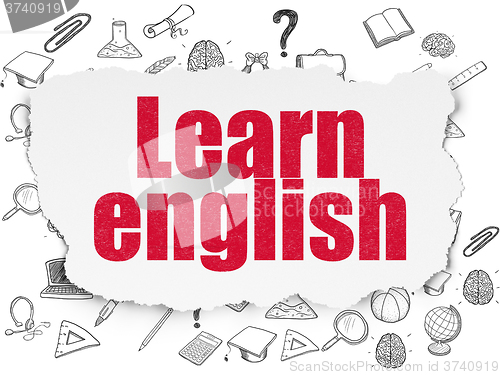 Image of Learning concept: Learn English on Torn Paper background