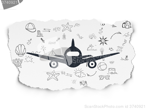 Image of Travel concept: Aircraft on Torn Paper background