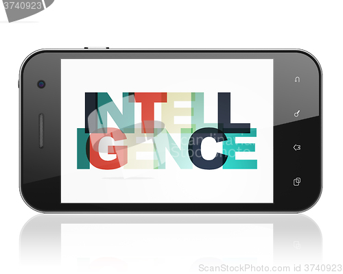 Image of Learning concept: Smartphone with Intelligence on  display