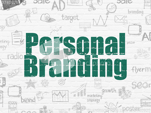 Image of Advertising concept: Personal Branding on wall background