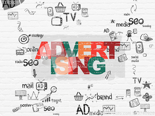 Image of Advertising concept: Advertising on wall background