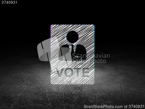 Image of Political concept: Ballot in grunge dark room