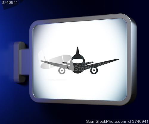Image of Travel concept: Aircraft on billboard background