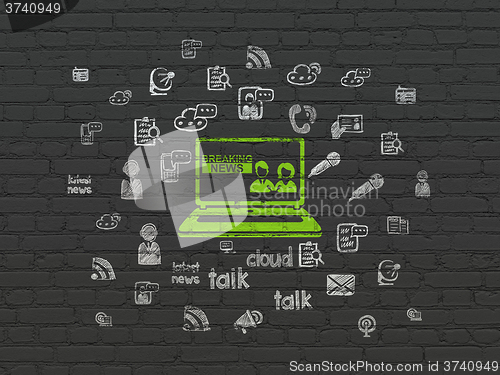 Image of News concept: Breaking News On Laptop on wall background
