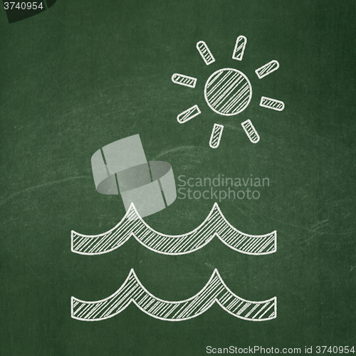 Image of Travel concept: Beach on chalkboard background