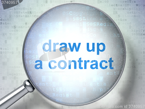 Image of Law concept: Draw up A contract with optical glass