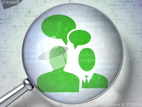 Image of Business concept: Business Meeting with optical glass on digital background