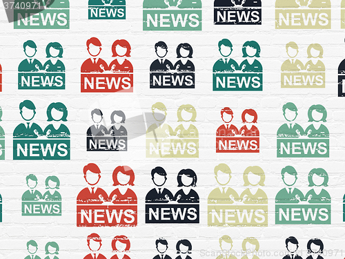 Image of News concept: Anchorman icons on wall background