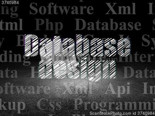 Image of Programming concept: Database Design in grunge dark room