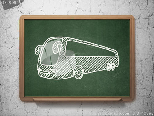 Image of Vacation concept: Bus on chalkboard background