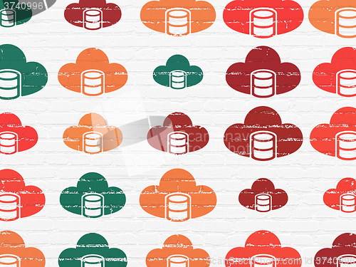 Image of Programming concept: Database With Cloud icons on wall background