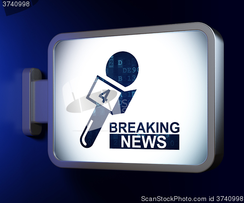 Image of News concept: Breaking News And Microphone on billboard background