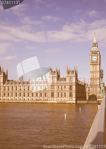 Image of Retro looking Houses of Parliament in London