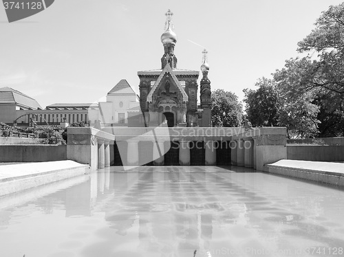 Image of Black and white Russian Chapel in Darmstadt