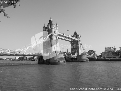 Image of Black and white Tower Bridge in London