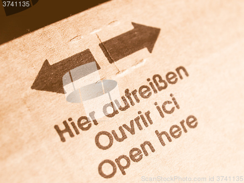 Image of  Packet open here vintage