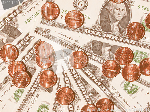 Image of  Dollar coins and notes vintage
