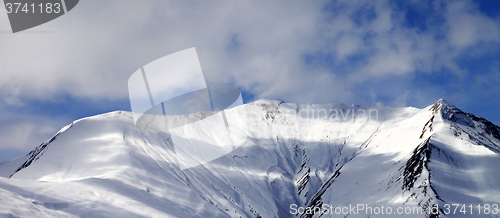 Image of Panoramic view on off-piste snowy slope