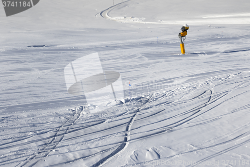 Image of Ski slope and snow gun
