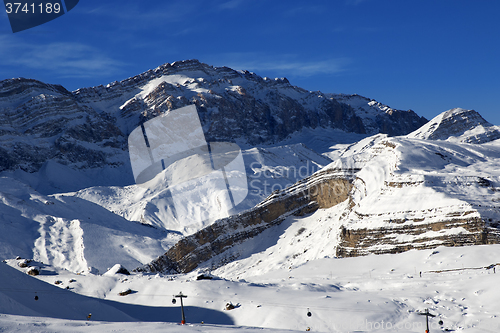 Image of Ski resort at sunny evening