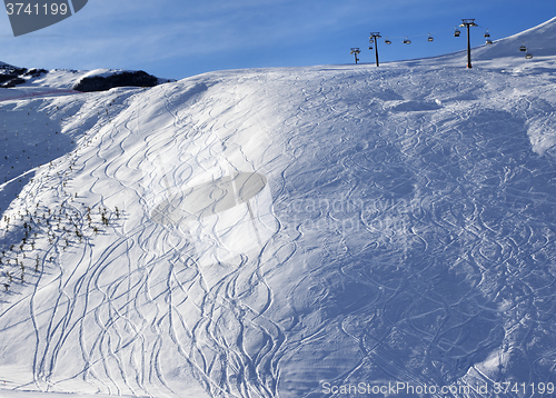 Image of Off-piste slope at sun morning