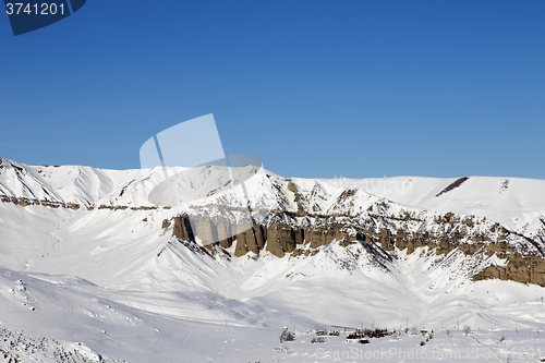 Image of Winter mountains at sun day