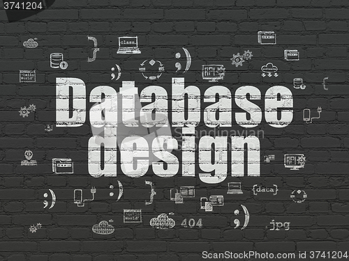 Image of Database concept: Database Design on wall background