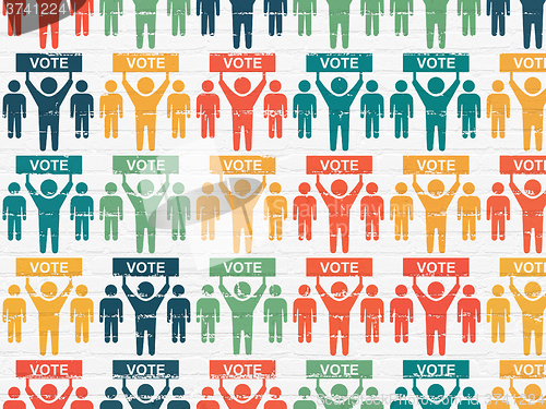 Image of Political concept: Election Campaign icons on wall background