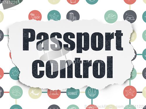 Image of Tourism concept: Passport Control on Torn Paper background