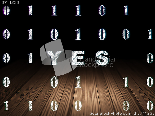 Image of Finance concept: Yes in grunge dark room