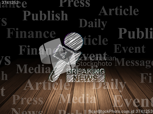 Image of News concept: Breaking News And Microphone in grunge dark room