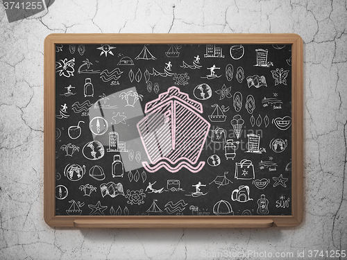 Image of Vacation concept: Ship on School Board background