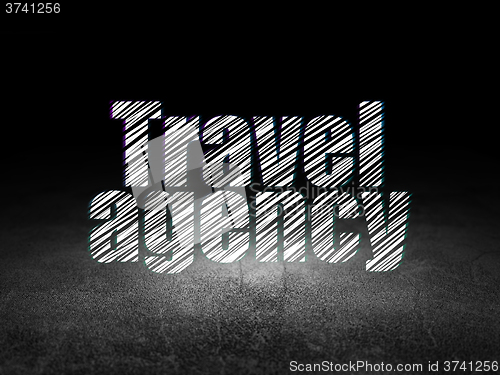 Image of Travel concept: Travel Agency in grunge dark room