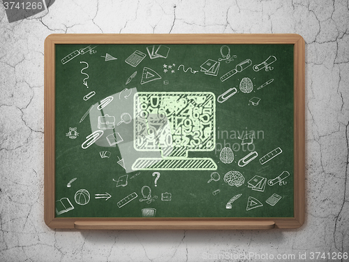 Image of Learning concept: Computer Pc on School Board background
