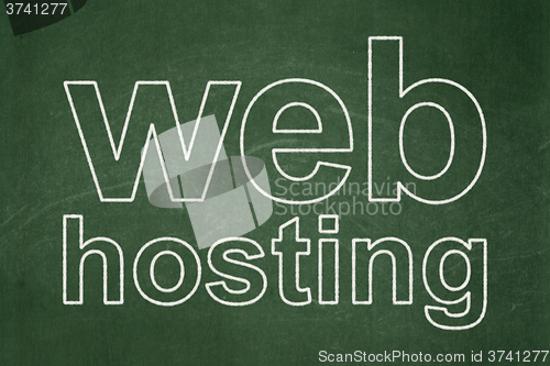 Image of Web development concept: Web Hosting on chalkboard background