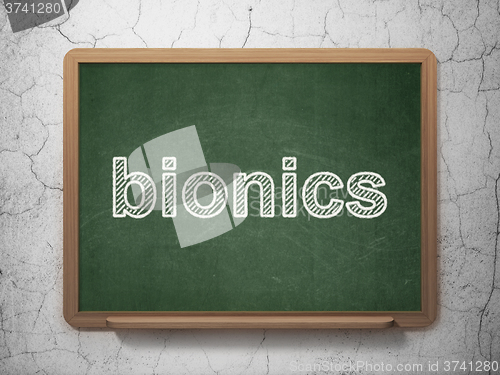 Image of Science concept: Bionics on chalkboard background