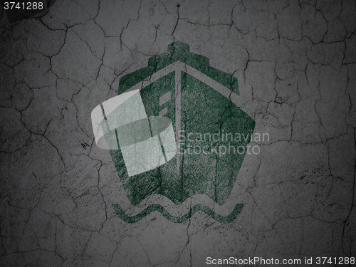 Image of Travel concept: Ship on grunge wall background