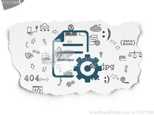 Image of Software concept: Gear on Torn Paper background