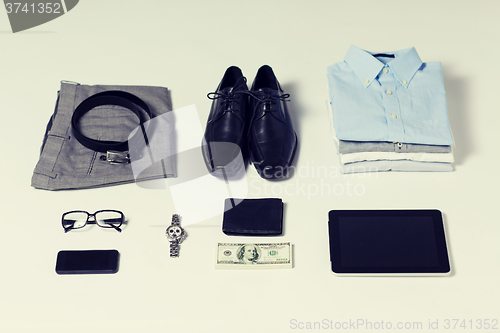 Image of close up of formal clothes and personal stuff