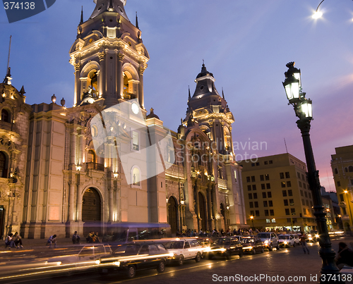 Image of catedral on plaza de armas plaza mayor lima peru