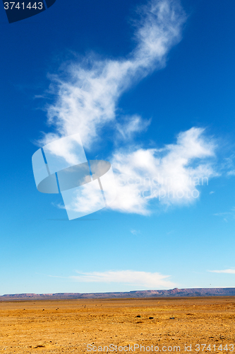 Image of mountain old fossil in    desert of morocco      sky