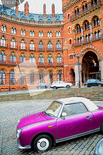 Image of old wall architecture in london england windows and brick exteri