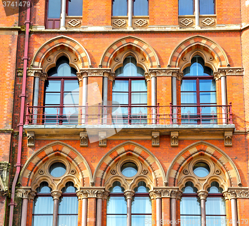 Image of old wall architecture in london england windows and brick exteri