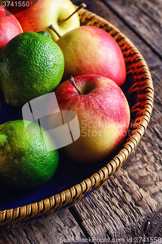 Image of Basket with different fruits