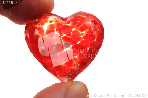 Image of glass red heart isolated