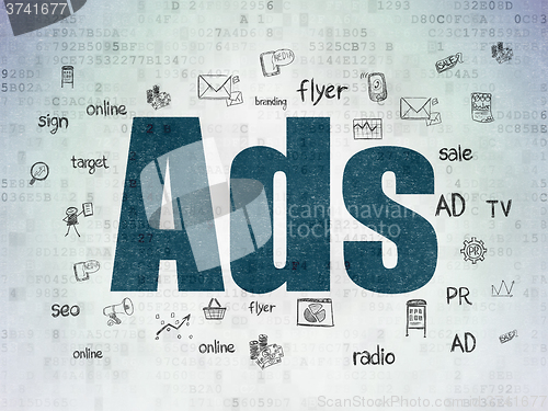 Image of Marketing concept: Ads on Digital Paper background