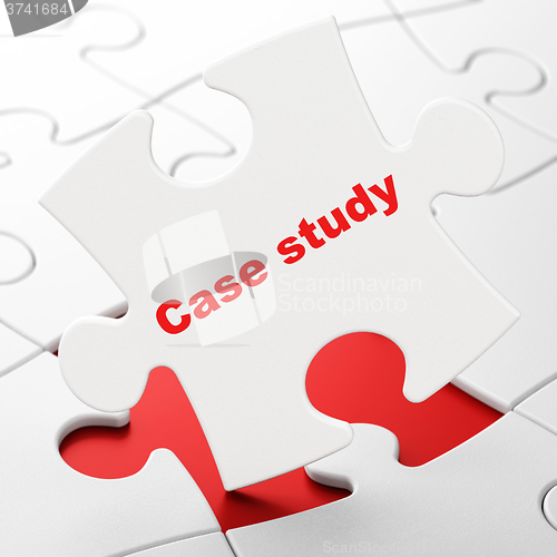 Image of Education concept: Case Study on puzzle background